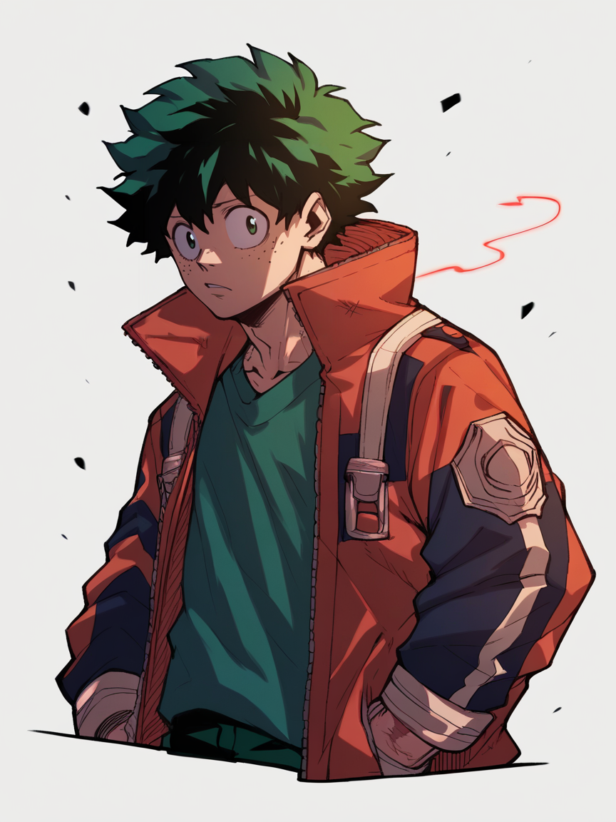 score_9, score_8_up, score_7_up, score_6_up, score_5_up,   <lora:h4ruk4m1XLP:1> h4ruk4m1, solo, midoriya izuku,