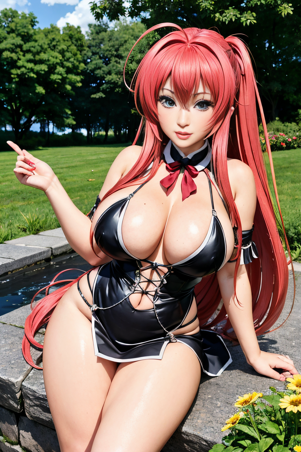 garden (Realisitc:1.5) EdobRiasGremory woman <lora:EdobRiasGremoryPelenkaReal_v1.0:0.8>