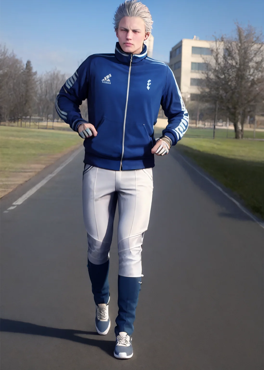 1boy,head,sportswear, full body,jogging,