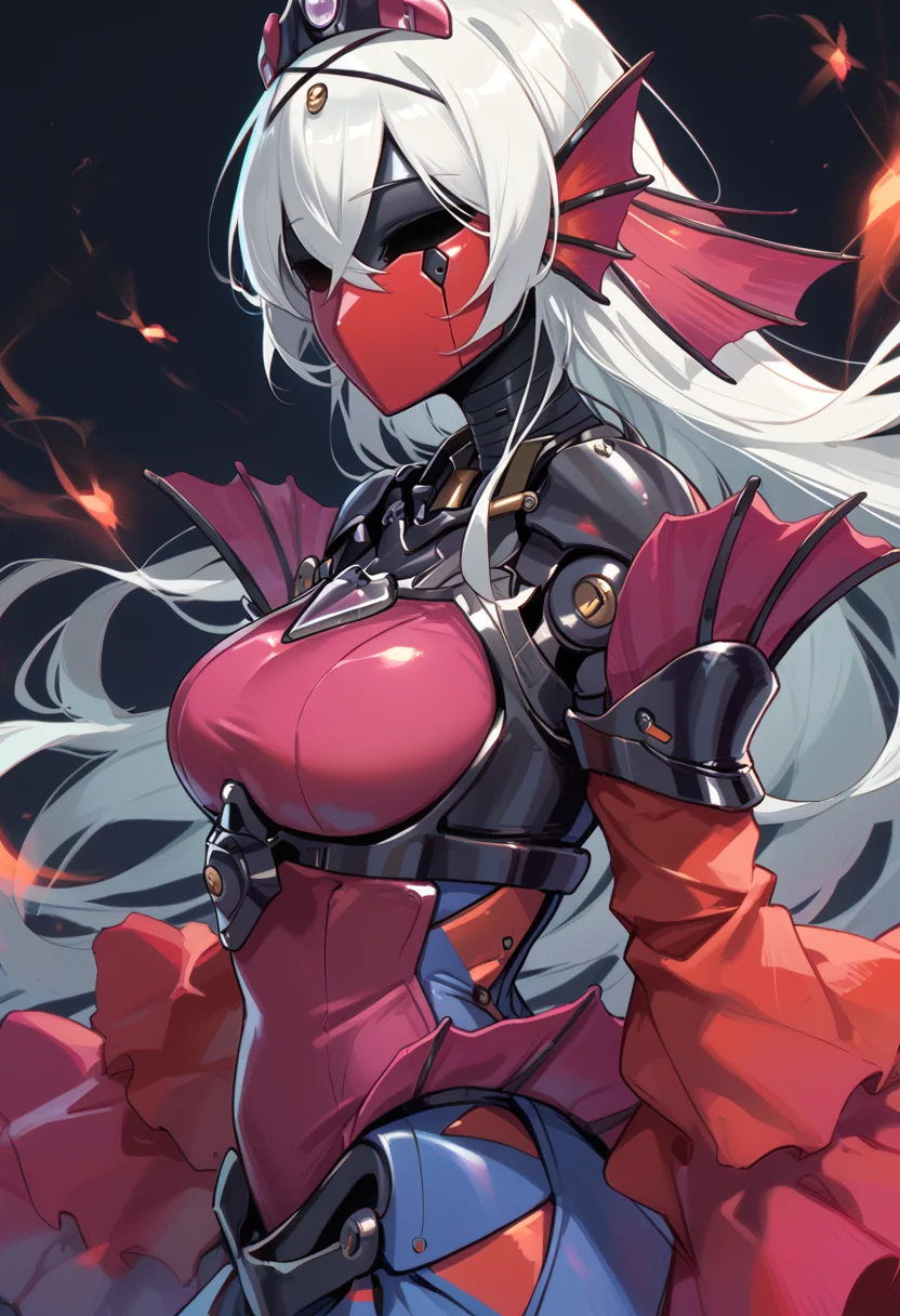 (score_9:0.9),score_8_up,score_7_up,rating_explicit,(zPDXL),(zPDXL3),
<lora:Tearlaments Kashtira PonyXL v1:0.73>,tearlaments kashtira,black tiara,red detached sleeves,red dress,1girl,solo,robot,upper body,from side,medium breasts,science fiction,floating hair,mechanical mermaid,machinery,no eyes,red mask,looking at viewer,