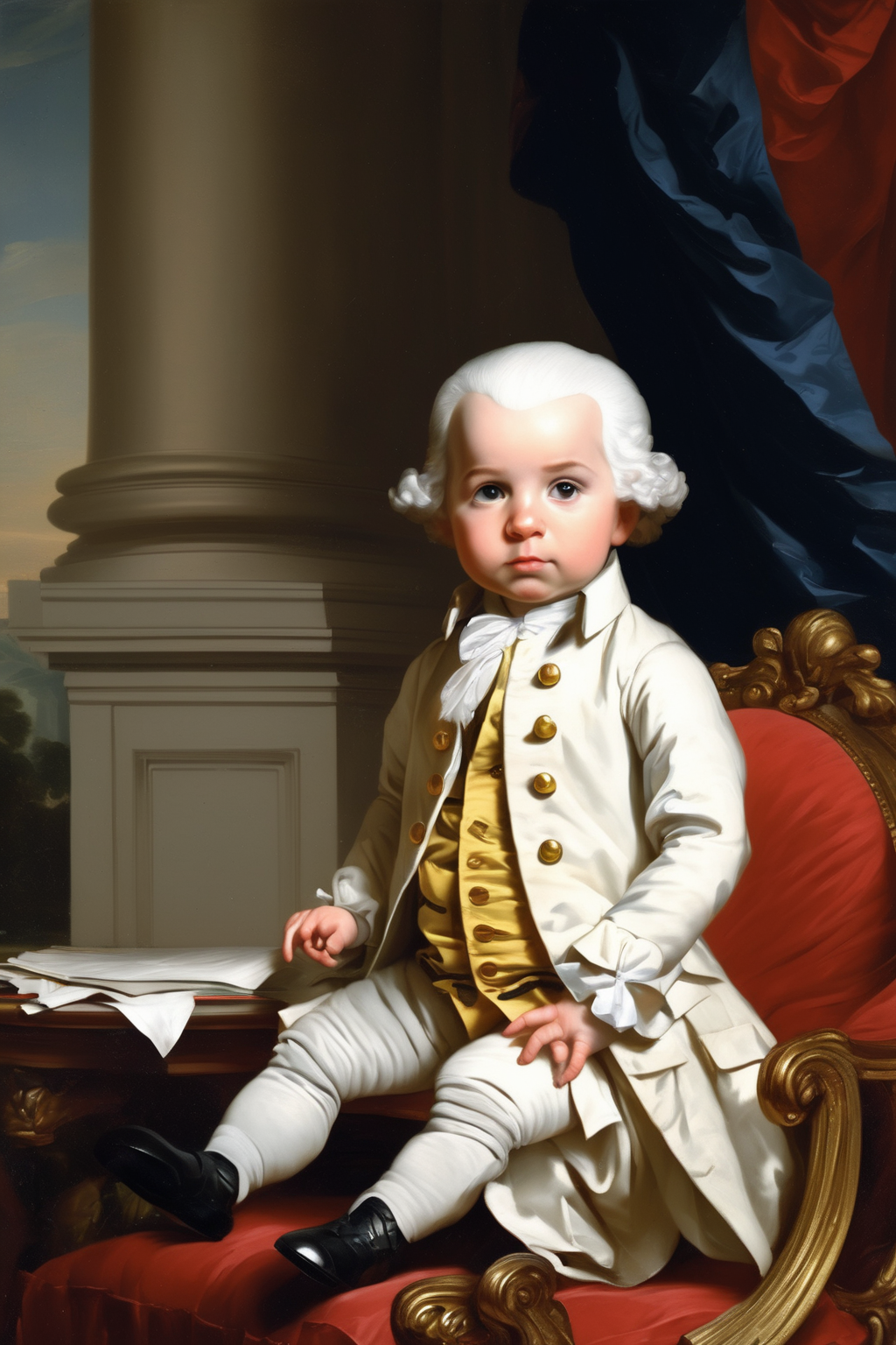 John Singleton Copley Style - Cute George Washington in White house but at the age of 1 year old