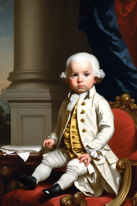 John Singleton Copley Style - Cute George Washington in White house but at the age of 1 year old