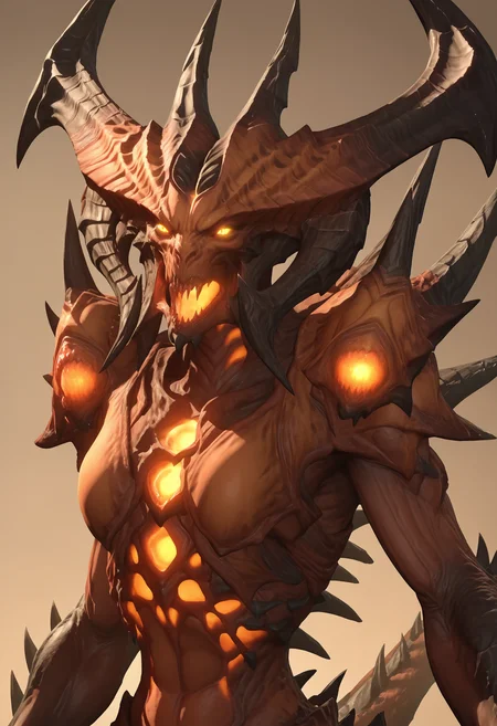 score_9, score_8_up, score_7_up, score_6_up, score_5_up, score_4_up, 1girl, <lora:DiabloD3:0.75> solo, monster, horns, claws, tail, teeth, sharp teeth, spikes, yellow eyes, glowing, glowing eyes, diablo, mouth closed, upper body,
light blue buebackground, simple background,