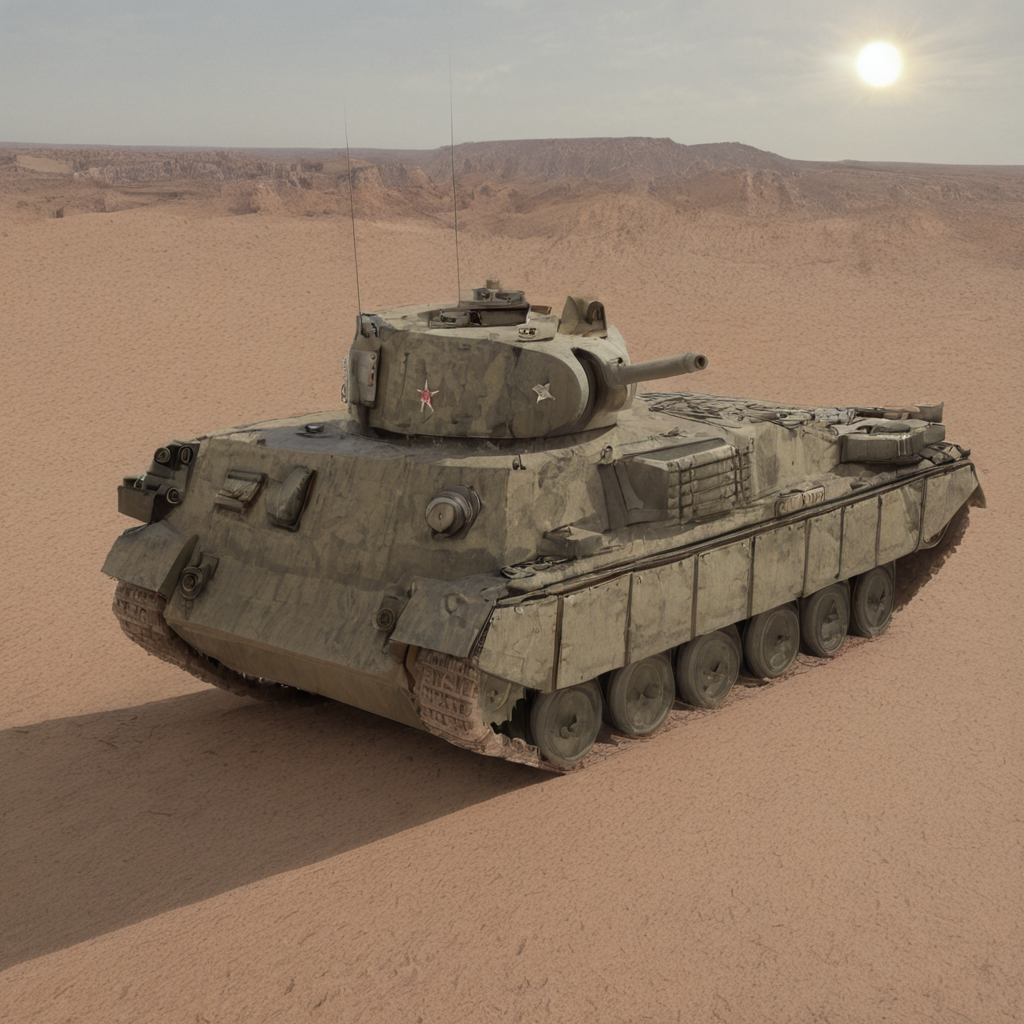 highres, best quality, masterpiece, very aesthetic, newest,source_photo,realistic,photo \(medium\),  no humans,tank,turret,outdoors,desert,sun, <lora:ReallustriousX:1>