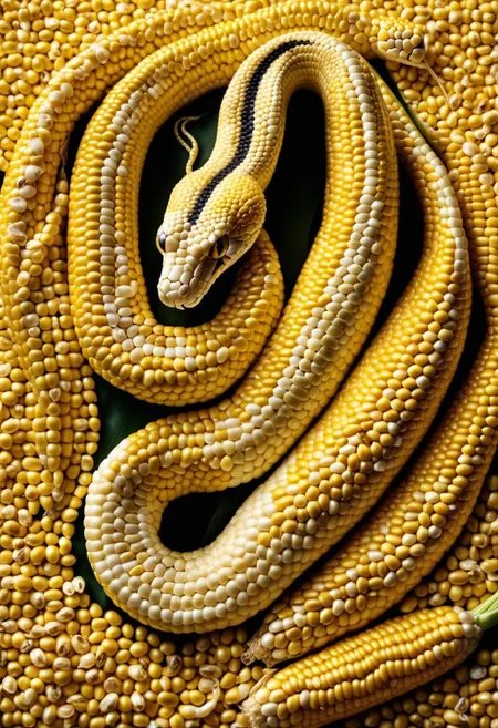 a snake made of corn kernels ,Jed-CornK