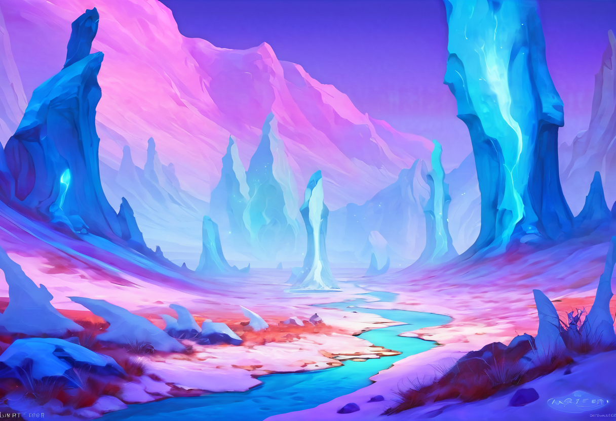 lush, dreamlike digital fantasy painting of a Arctic Desert<lora:EnvyDreamlandsXL01-adamw:2>