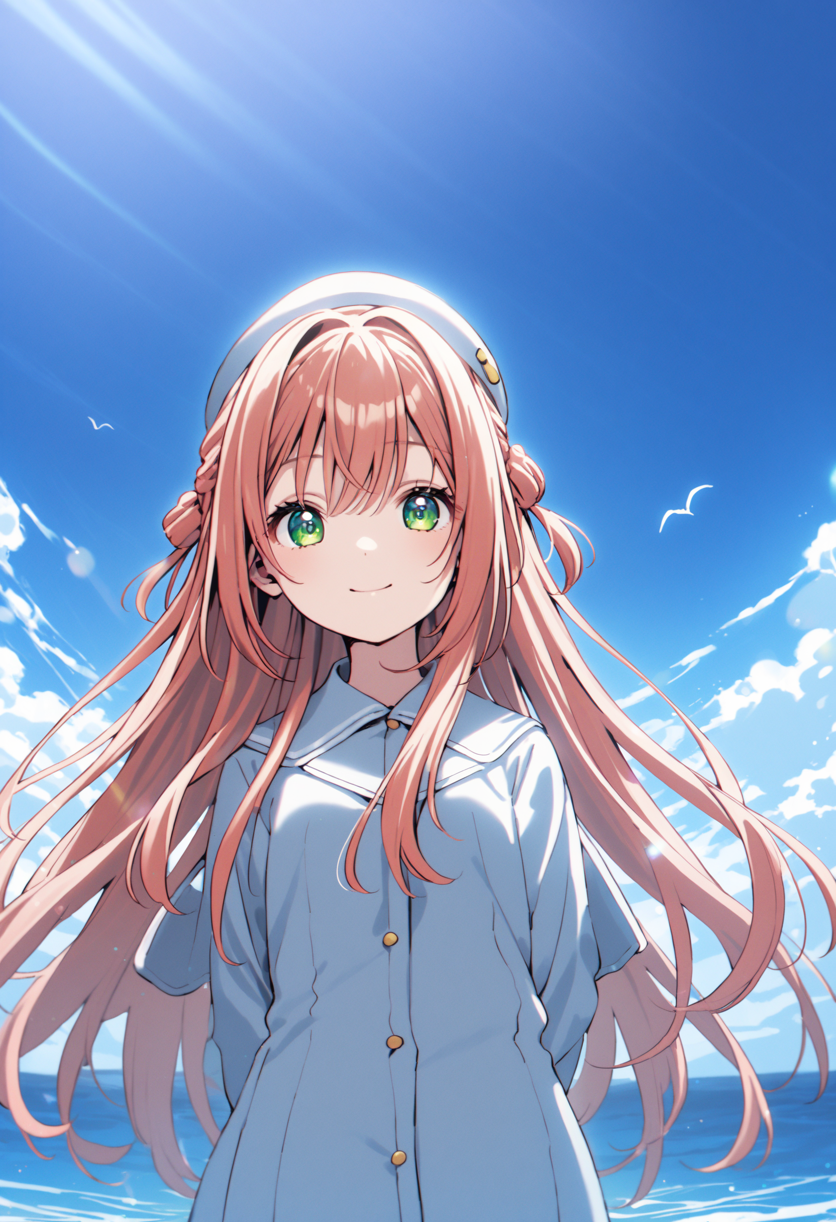 <lora:LoRA_Amazno_Kozue_Style_SDXL-000009:1.2> (amano kozue:1.2),
best quality, 4k, very aesthetic, absurdres,
1girl, solo, long hair, clear eyes, expressionless, smile, 
blue sky,