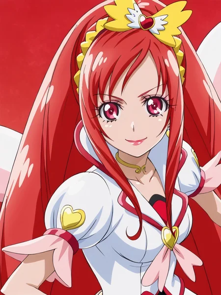 detailed background, shiny skin, posing,
<lora:cureace.pony:1>,
cureace,
large breasts,
red background,
smirk,