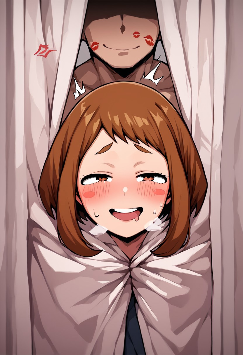 score_9, score_8_up, score_7_up, (source_anime:1),masterpiece,high quality, highres, 1girl, My Hero Academia Anime Style, 2D, ochaco uraraka,^^^,panicking, half-closed eyes, after sex,open mouth,steam,torogao, kiss mark, (1boy,sex from behind:1.3), faceless male, 1girl, curtains, hidden hands, blush, smile, looking at viewer, close up, rating_questionable <lora:What_are_you_doing_behind_the_curtain:1>
