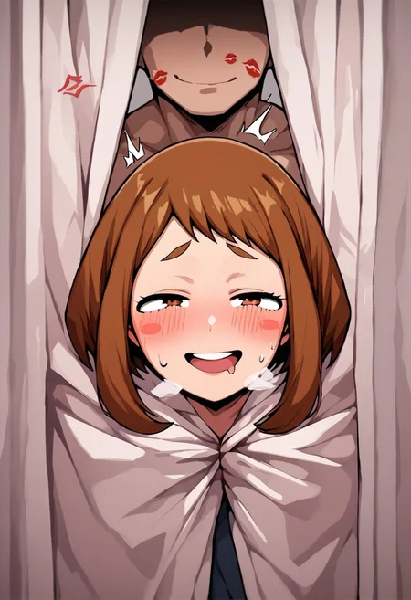 score_9, score_8_up, score_7_up, (source_anime:1),masterpiece,high quality, highres, 1girl, My Hero Academia Anime Style, 2D, ochaco uraraka,^^^,panicking, half-closed eyes, after sex,open mouth,steam,torogao, kiss mark, (1boy,sex from behind:1.3), faceless male, 1girl, curtains, hidden hands, blush, smile, looking at viewer, close up, rating_questionable <lora:What_are_you_doing_behind_the_curtain:1>