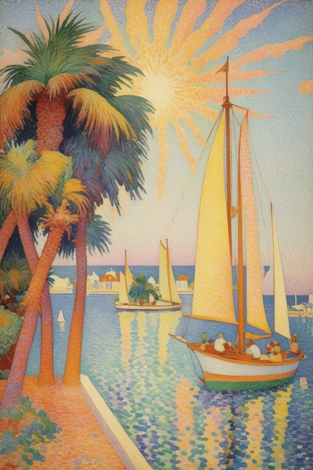<lora:Paul Signac Style:1>Paul Signac Style - key west florida by Henri-Edmond Cross