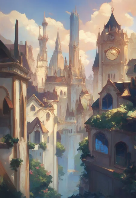score_9, score_8_up, score_7_up, score_6_up, no humans, sky, scenery, cloud, blue sky, tower, outdoors, day, lamppost, clock, building, clock tower<lora:arcan3styl3v1PonySDXL:1> arcan3styl3v1