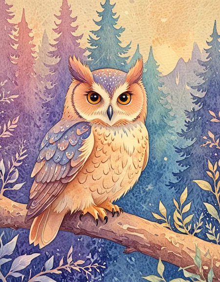 novuschroma75 style watercolor wise owl in a magical fantasy landscape <lora:novuschroma75 style:1>, <lora:sdxl_lightning_8step_lora:1>