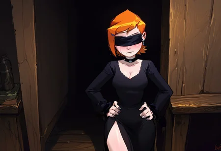score_4_up, score_6_up, score_9, score_8_up, score_7_up, 1girl. ONLY ONE FEMALE.
Gwen Tennyson - (ben 10), ginger hair, short hair, white skin.
Expressiveh, masterpiece, easynegative, high_quality, high_definition, 8k, ng_deepnegative_v1_75t. <lora:add-detail-xl:0>, <lora:Expressive_H:1>, <lora:WildcardX-XL-Detail-Enhancer:1>.
very detailed, very detailed, high detailed texture, detailed face, highly detailed face
GOTH. GOTH SETTING. SOLO. In a lit chapel standing at an altar, wearing a black priest dress with a high thigh slit, v-neck, sideboob exposed, cleavage, black blindfold, mascara running down the face, thick mascara marks, blindfold covering eyes, eyes are not visible, eyes are covered, hands on hips standing, body shot, unique angle.