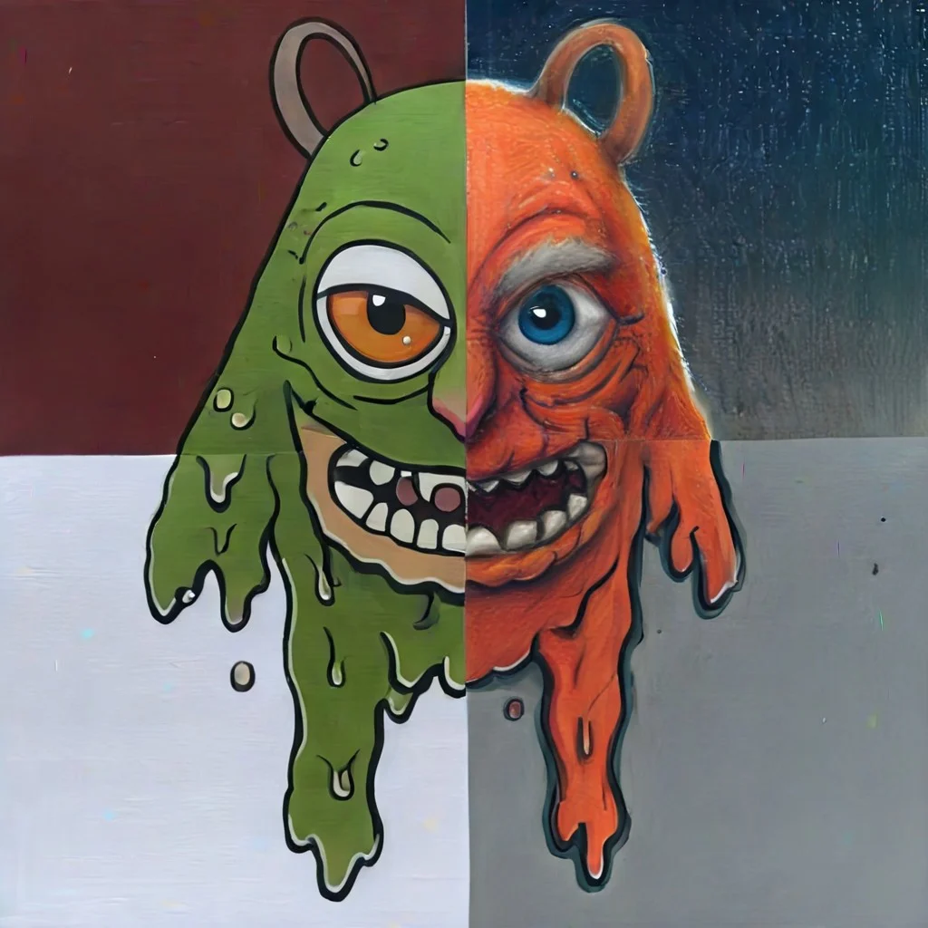 concept creature art splitstyle, evang, split_style