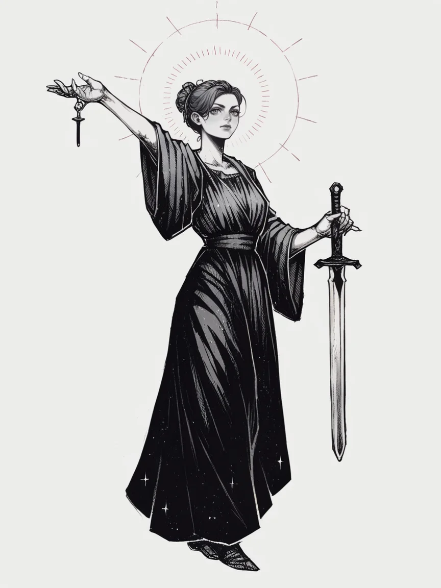 score_9, score_8_up, score_7_up, score_6_up, r3d1nk, sword, white background, 1girl <lora:r3d1nk:1>