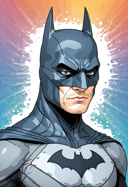 Flat 2D Art, (MS portrait zoomer:1.4), close-up of batman, detailed, raw, gritty, grainy texture, abstract geometric gradients, colorful background <lora:zoomer_v3:1>, simple flat color, 2-dimensional, Flat 2D Art Style