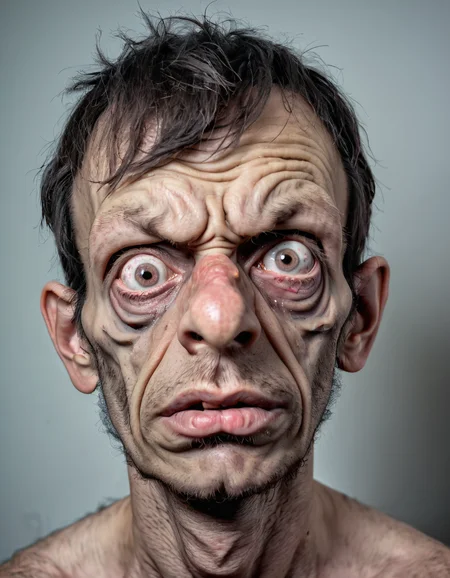 uglylora, 1man, 25 years old, solo, portrait, ugly, nasty