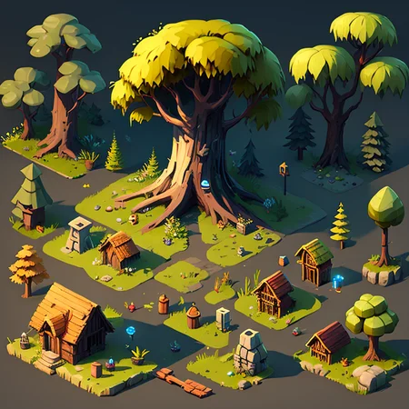 <lora:2dsprite:0.6> 2dsprite assets forest