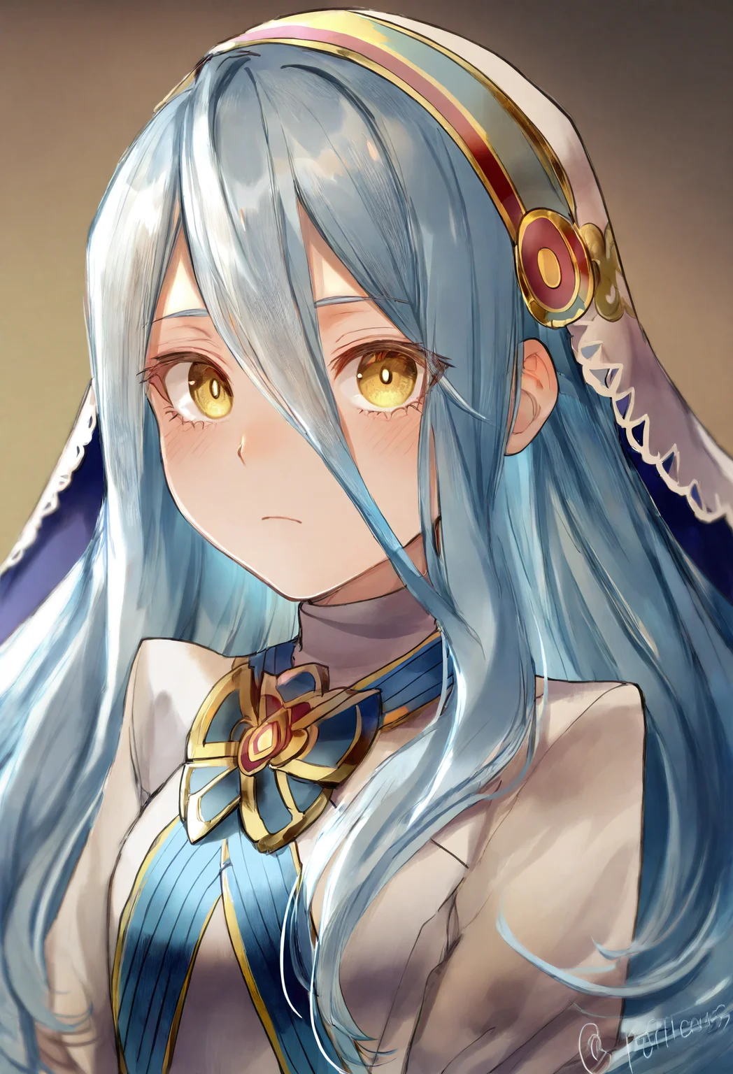 azura \(fire emblem\), azura \(young\) \(fire emblem\), fire emblem, fire emblem fates, fire emblem heroes, 1girl, aged down, blue hair, long hair, looking at viewer, official alternate costume, official alternate hairstyle, portrait, veil, yellow eyes
,masterpiece,best quality,very aesthetic,absurdres
<lora:pottsnessforNoob:0.95>
