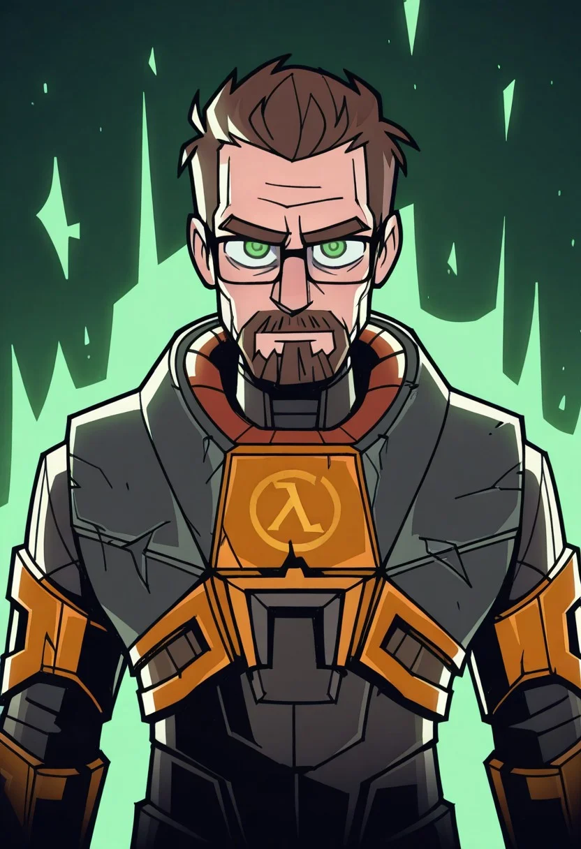 1boy, solo, (((gordonfreeman))), brown hair, short hair, facial hair, glasses, green eyes, power armor,
(((vanripper))),
<lora:VanripperIllustriousXL_byKonan:1>