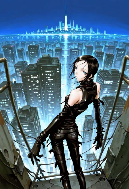 tsutomu nihei,1girl,cityscape,