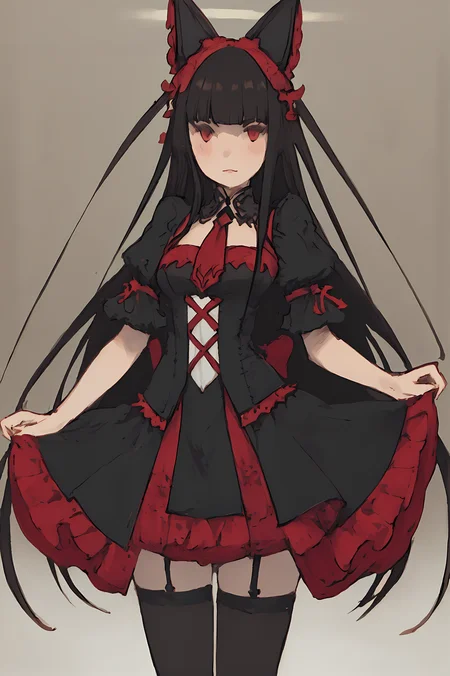 score_9, score_8, score_7, solo, 1girl, rory mercury, long hair, black hair, red eyes, bangs, blunt bangs, hime cut, thighhighs, bow, ribbon, hair ribbon, garter straps, dress, black dress, puffy sleeves, frills, detached sleeves, necktie, red necktie, lipstick, purple lipstick, (Bravely Default Style), (red eyes:1.5), <lora:pony\char\anime\rory-mercury-s1s2-ponyxl-lora-nochekaiser.safetensors>, <lora:styles\Akihiko_Yoshida_Chibi_clip_skip-000017.safetensors>, <lora:styles\BravelyDefault.safetensors>, <checkpoint:[Pony] prefectPonyXL_v10.safetensors>, <checkpoint:[SD15] Anime_Sketchink.safetensors>