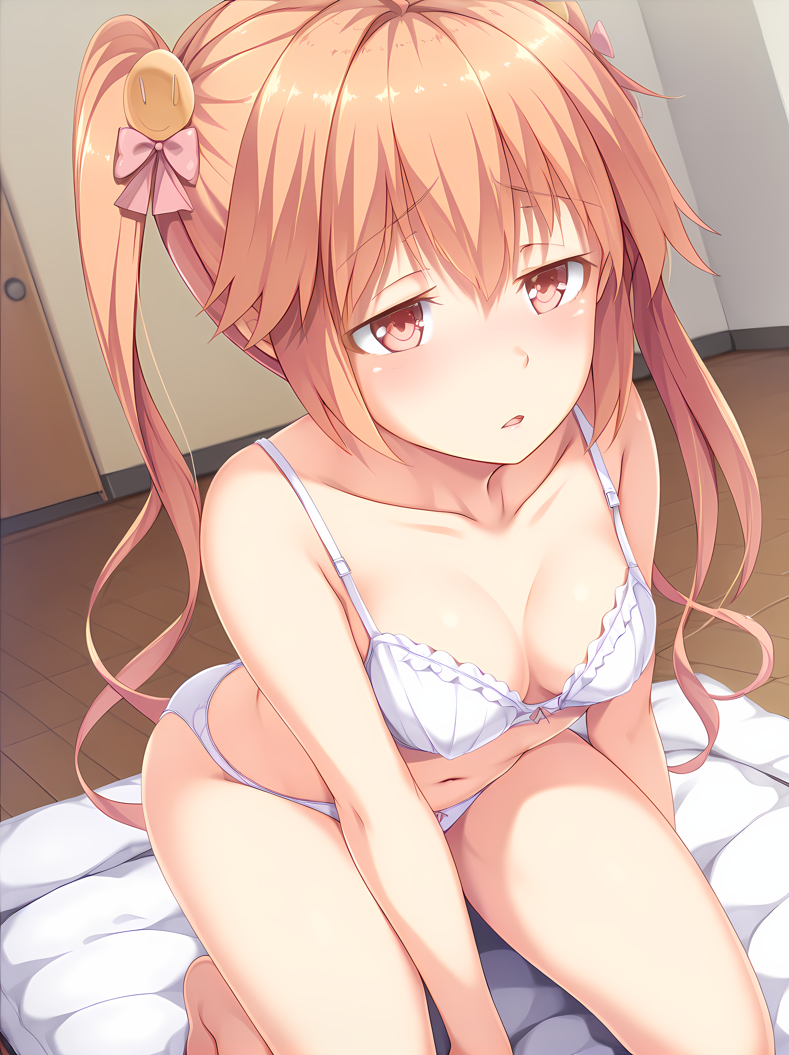 <lora:Kirishima_Reon_-_Yamizome_Revenger_-_Escude:1>,1girl,escude,reon,medium breasts,indoors,futon,simple background,dutch angle,parted lips,kneeling,underwear,, masterpiece,best quality,amazing quality,