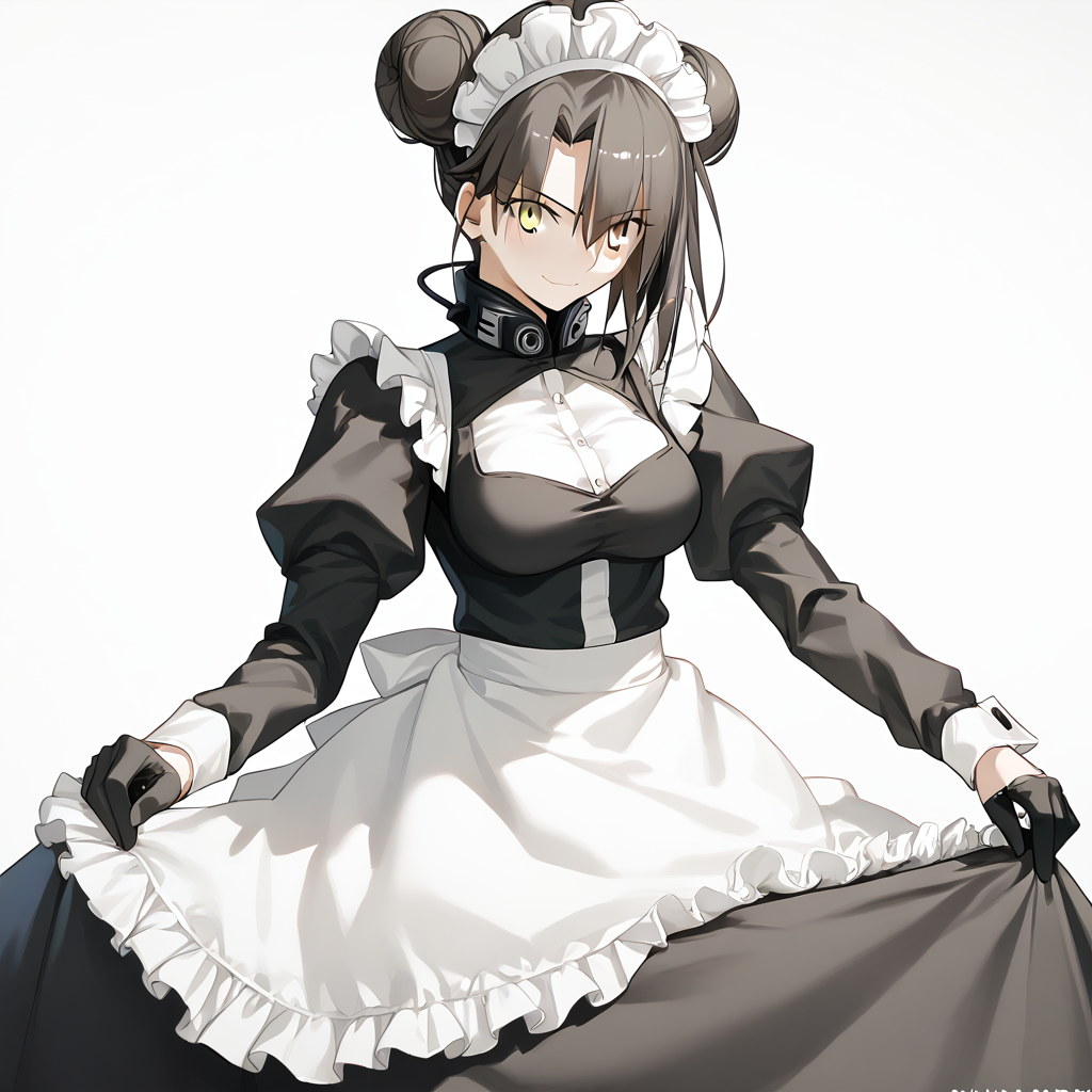 <lora:Takeuchi_Takashi_PonyXL_style_v01:1>
<lora:agent.pony:1>
score_9 , score_8_up , score_7_up , source_anime , 
masterpiece , best quality , ultra-detailed , 
BREAK
agent \(girls' frontline\), maid
1girl , woman , huge breasts , light smile , light blush , ((jeanne d'arc (fate)):0.5)  , 
long black hair  , maid dress ,  
view straight on