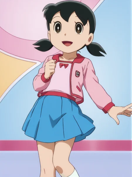 detailed background, shiny skin, posing, rating safe,
<lora:shizuka.pony:1.0>,
shizuka,
long sleeves, shirts, jacket, dress skirts,