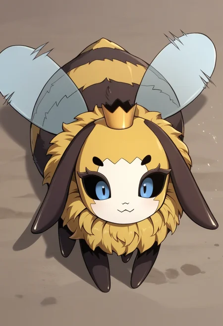 score_9, score_8_up, score_7_up, solo , <lora:add-detail-xl:3>,
BREAK
<lora:Bee_Queen:0.8>, monster bee, pokemon (creature), bug, blue eyes, mini crown, :3,