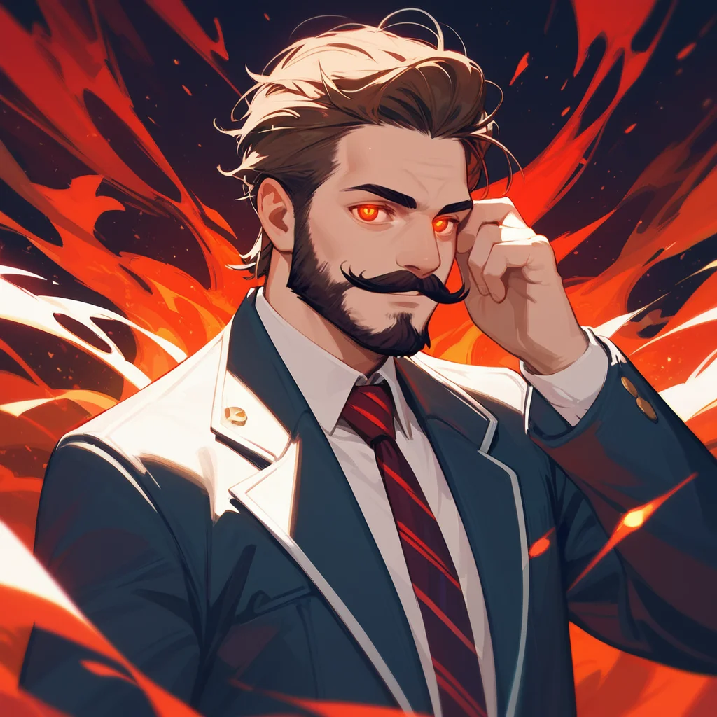 score_9, score_8_up, score_7_up, PDXL, <lora:ProfPic-000001:1>, pr0fpic, portrait,
1boy, detailed eyes, long brown hair, beard, moustache, red glowing eyes, stylish brown hair
