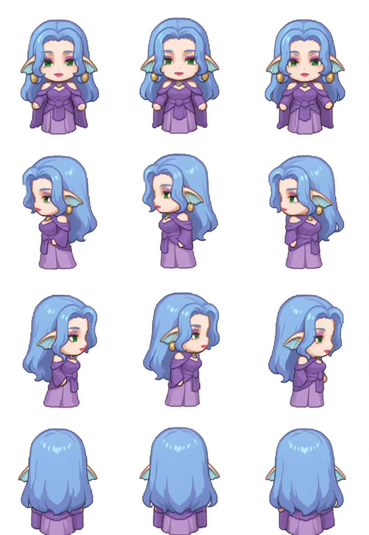 drambuiebbe, monster girl, green eyes, blue hair, long hair, no human, fin ears, lipstick, makeup, earrings, mature female, anime screencap,

rpgchara,transparent background, multiple views,chibi,reference sheet, masterpiece, best quality, absurdres, newest, very aesthetic, amazing quality,highres,sensitive