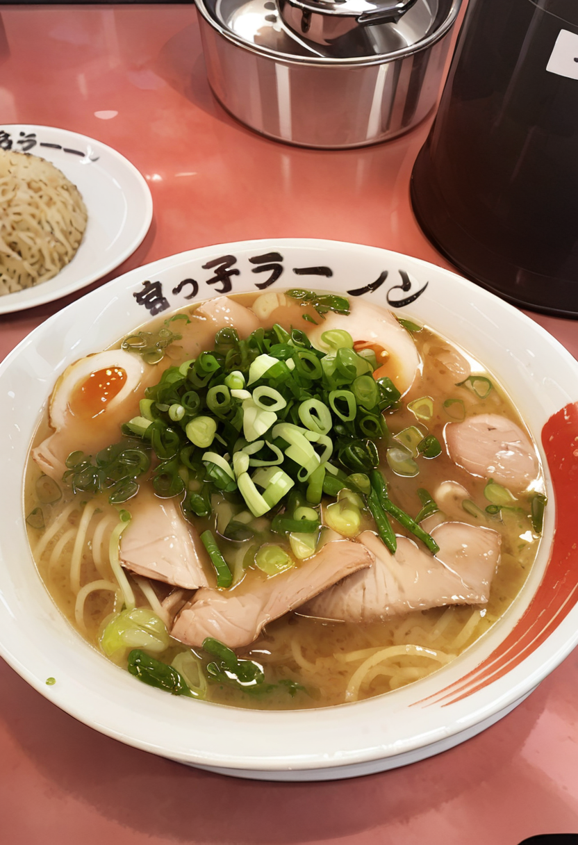 masterpiece, best quality, very aesthetic, absurdres,
miyakko_ramen, realistic, food focus, food, noodles, plate, still life, bowl, spring onion, soup, ramen, table, close-up
 <lora:miyakko_storefront_SDXL_V2:1>