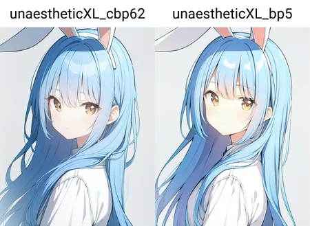 1girl, , animal ears, blue hair, brown eyes, closed mouth, grey background, long hair, long sleeves, looking at viewer, portrait, rabbit ears, solo