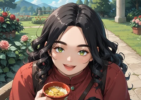 PonyScores7, source_anime, ah1, IllustriousQual, <lora:natsumi_style:0.5>, <lora:by_usakun-pony:0.4> by usakun, <lora:Akina_Bbw_Style_-_PonyXL:0.2> AkinBw
BREAK (landscape, far from viewer, full body)
BREAK 1girl, mature female, (round face:1.2), (thick eyebrows:1.3), (curvy), round-chin, caucasian, (plump face), <lora:Round_face:0.2>, <lora:ETO_OCPonyXL:0.3> eto_oc, skindentation, (plump), thick thighs, wide hips, busty, voluptuous, lips, <lora:venus body PonyXL:0.3>, <lora:shinyskin2:0.2> glistening skin
BREAK  (((curly hair), long hair, (black hair:1.4), (parted hair:1.7), messy hair, kinky curls, <lora:hairdetailpxl:0.2> hairdetailpxl))
BREAK ((half green and brown eyes), (colorful eyes), (multicolored eyes), (downturned eyes:1.4), <lora:expressive eyes:0.2> expressive eyes, <lora:eyedetailpxl:0.2> eyedetailpxl, <lora:Eyes_High_Definition:0.2> EyesHD)
BREAK ((smile, closed eyes, open mouth)),  <lora:Expressive_H:0.2> Expressiveh, <lora:Emotional_Anime_Expressions_PonyXL_Concept:0.2> emotional, <lora:Best_Facial_Expression_LoRA_PONY:0.2>, looking at viewer, <lora:Detailed expressive EXEV style -XL Pony V1.0:0.2> FaceDetail
BREAK ((eating Crispy fish and chips with tartar sauce))
BREAK barbie pink vibrant fuchsia satin gown with a dramatic back paired with silver strappy sandals
BREAK (((garden, Rose Garden, rows of rose bushes with various colored blooms, the rich fragrance of roses, a wrought iron bench nearby, a trellis covered in climbing roses)))
BREAK <lora:xl_more_art-full_v1:0.2>, <lora:aesthetic_anime_v1s:0.2>, <lora:EpicF4nta5yXL:0.2>, <lora:detailxl:0.2> detailxl, <lora:Fant5yP0ny:0.2>, best quality, amazing quality, best aesthetic, absurdres, illustration, Volumetric_Lighting, ultra-detailed, very aesthetic, intricate details, 8k, masterpiece, best_quality
BREAK Stable_Yogis_PDXL_Positives, AS-Adult, <lora:Complicated fantasy portrait - XL Pony V2.0:0.2>, bad-hands-5, <lora:HDA_Detailer:0.3>, HDA_FatGirlXL
