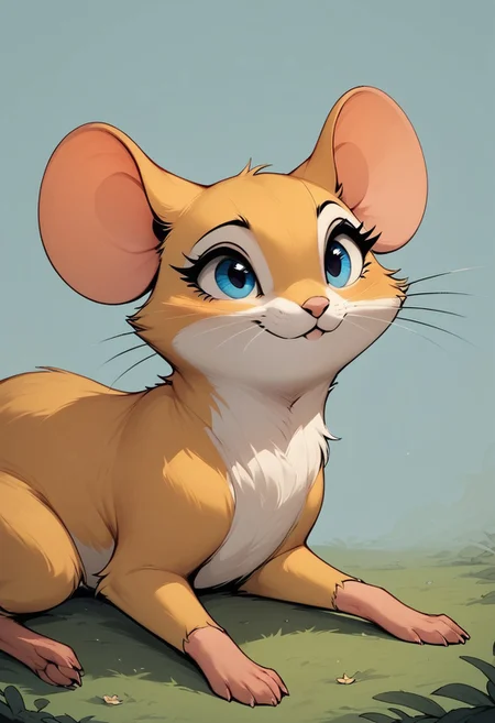 score_9, score_8, score_7, (masterpiece), best quality, expressive eyes, perfect face, fl00ffymadn3ss, (cat, feral cat), yellow fur, blue eyes, female, m0use_goldie
