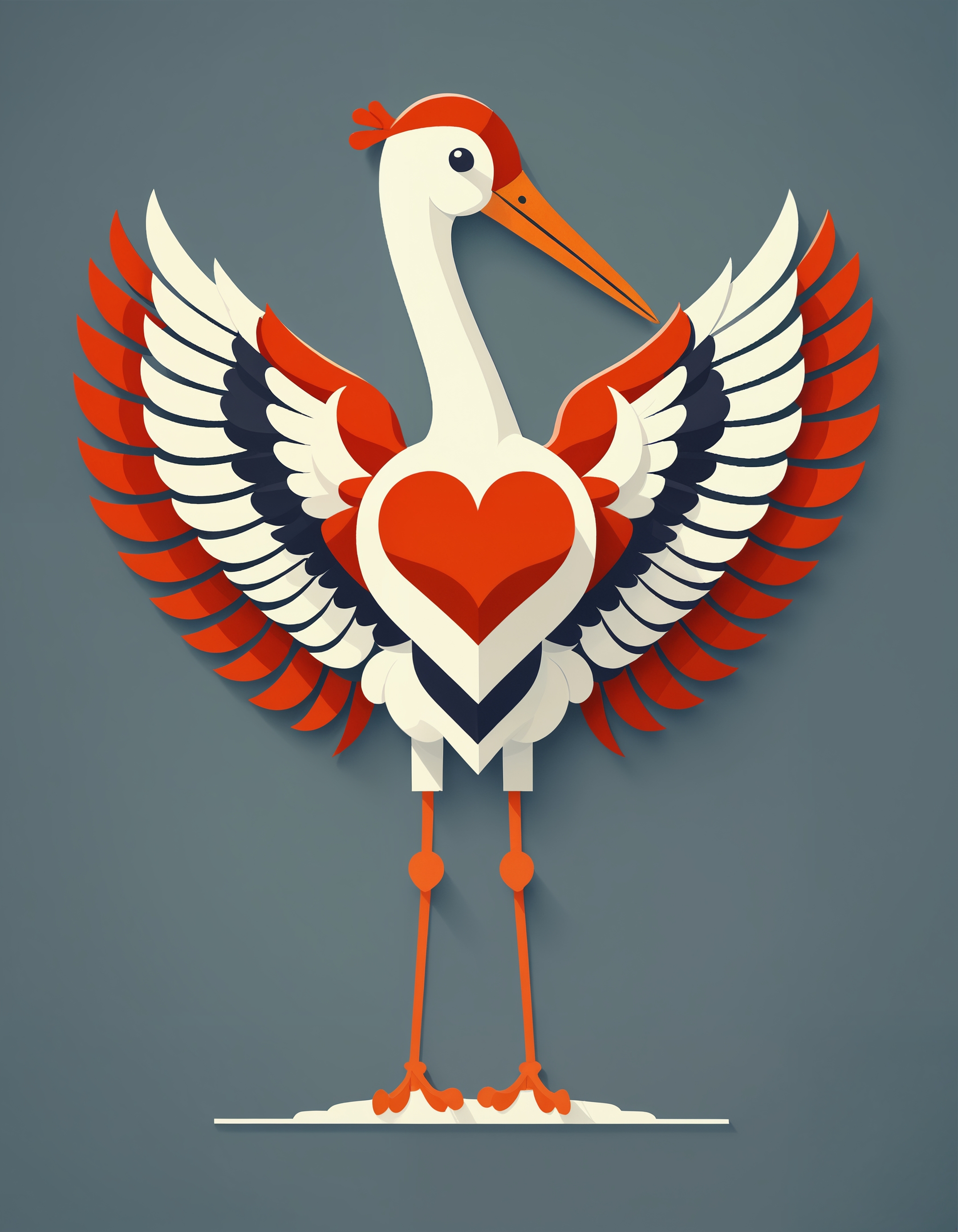 flat art of a stork as zavy-flthrts