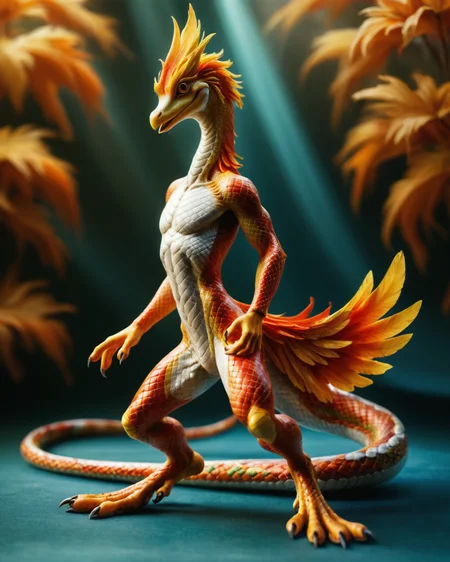 score_9, score_8_up, score_7_up, intricate details, rating_safe,
<lora:SnakeSkinStyle:0.7>,
1boy(solo,
anthro furry, phoenix with Jed-snkskn, snakeskin,
full body, looking at the viewer, solo, happy), detailed background, depth of field, subsurface scattering,
<lora:ral-chrosc-clr:0.5>, ral-chrosc-clr,
<lora:xl_more_art-full_v1:0.3>,
<lora:add-detail-xl:0.3>