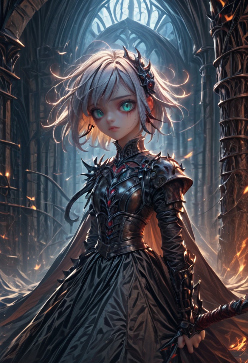 masterpiece, score_9, score_8_up, score_7_up, EasyNegative_v2, (looking at viewer:0.9), score_9, score_8, score_7, score_8_up, score_7_up, score_6_up, high resolution, (((1girl))), solo, short hair, white hair,   aqua eyes, full body, pretty face,  black leather armor, red trim, wielding a leather bullwhip, haunted castle, vampire slayer <lora:Pony_DetailV2.0:3> (best quality:1.1) 8k, sharp focus, anatomically correct, anatomically correct face, extremely detailed eyes, smooth edges, symmetrical eyes, symmetrical face, creepy, gothic,