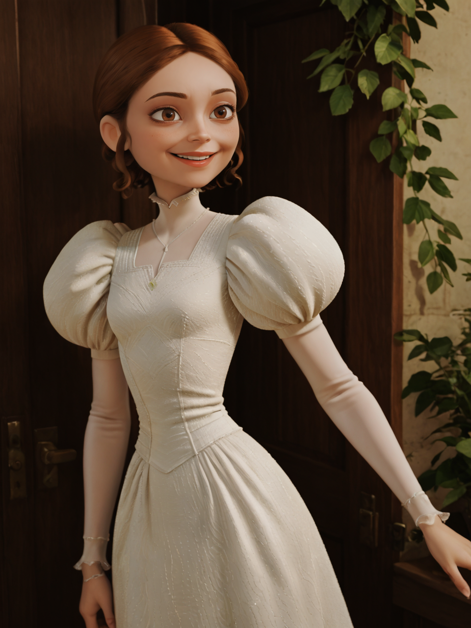 score_9, score_8_up, score_7_up,  score_6_up, BREAK, Lucill3, 1girl, smile, brown eyes,  <lora:Lucille:1>