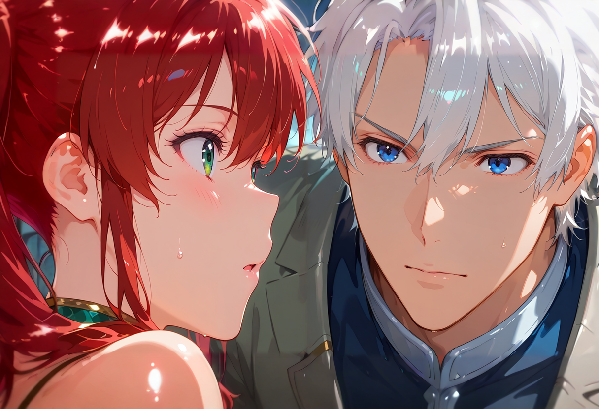 <lora:antechinusStyle_illusXL_Incrs_v2:0.8> shiny skin, uncensored, anime screencap, anime coloring, <lora:Eyes_Lora_Pony_Perfect_eyes:0.5>, 1girl, 1boy, <lora:noobai_vpred_1_masterpieces_v23:0.5>, masterpiece, best quality,
BREAK <lora:Alethea:0.8>, red hair, green eyes, Alethea
BREAK <lora:Samuel_von_Heathcliff:0.8>, White hair, blue eyes, Samuel von Heathcliff