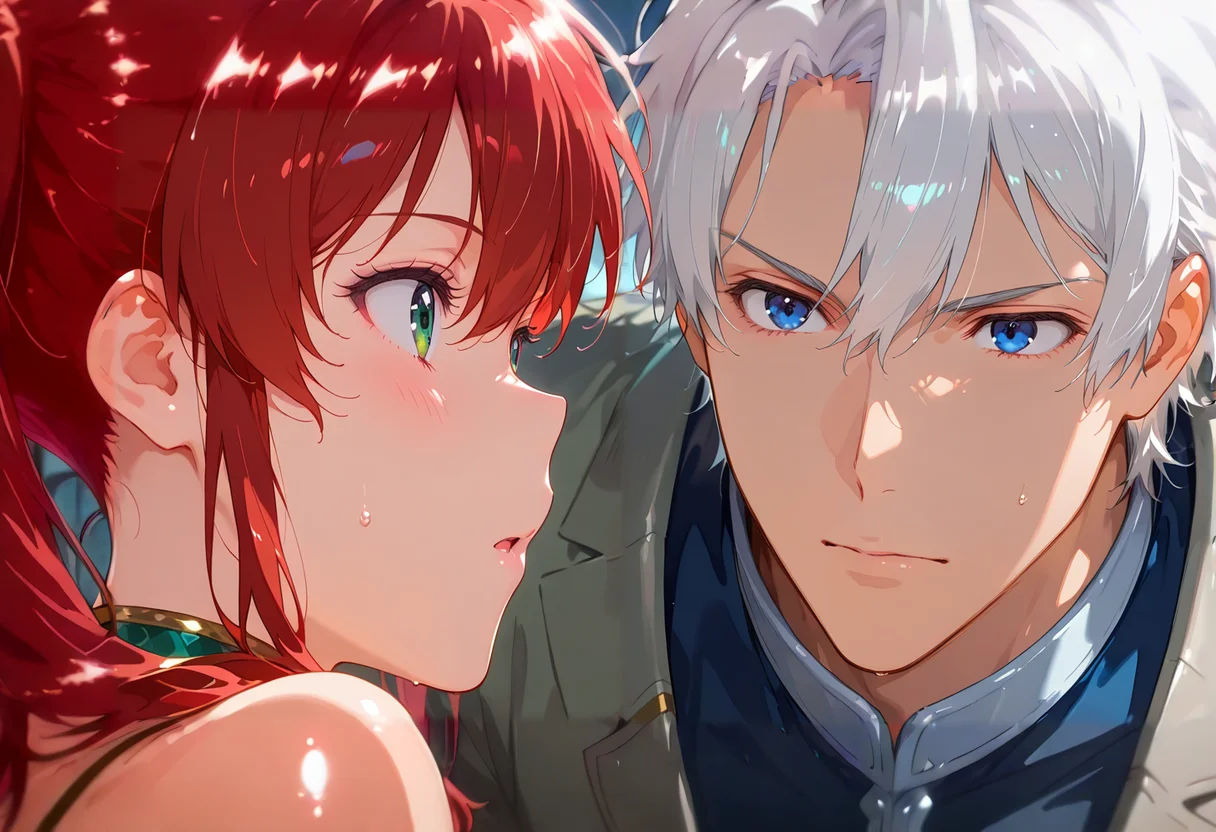 <lora:antechinusStyle_illusXL_Incrs_v2:0.8> shiny skin, uncensored, anime screencap, anime coloring, <lora:Eyes_Lora_Pony_Perfect_eyes:0.5>, 1girl, 1boy, <lora:noobai_vpred_1_masterpieces_v23:0.5>, masterpiece, best quality,
BREAK <lora:Alethea:0.8>, red hair, green eyes, Alethea
BREAK <lora:Samuel_von_Heathcliff:0.8>, White hair, blue eyes, Samuel von Heathcliff