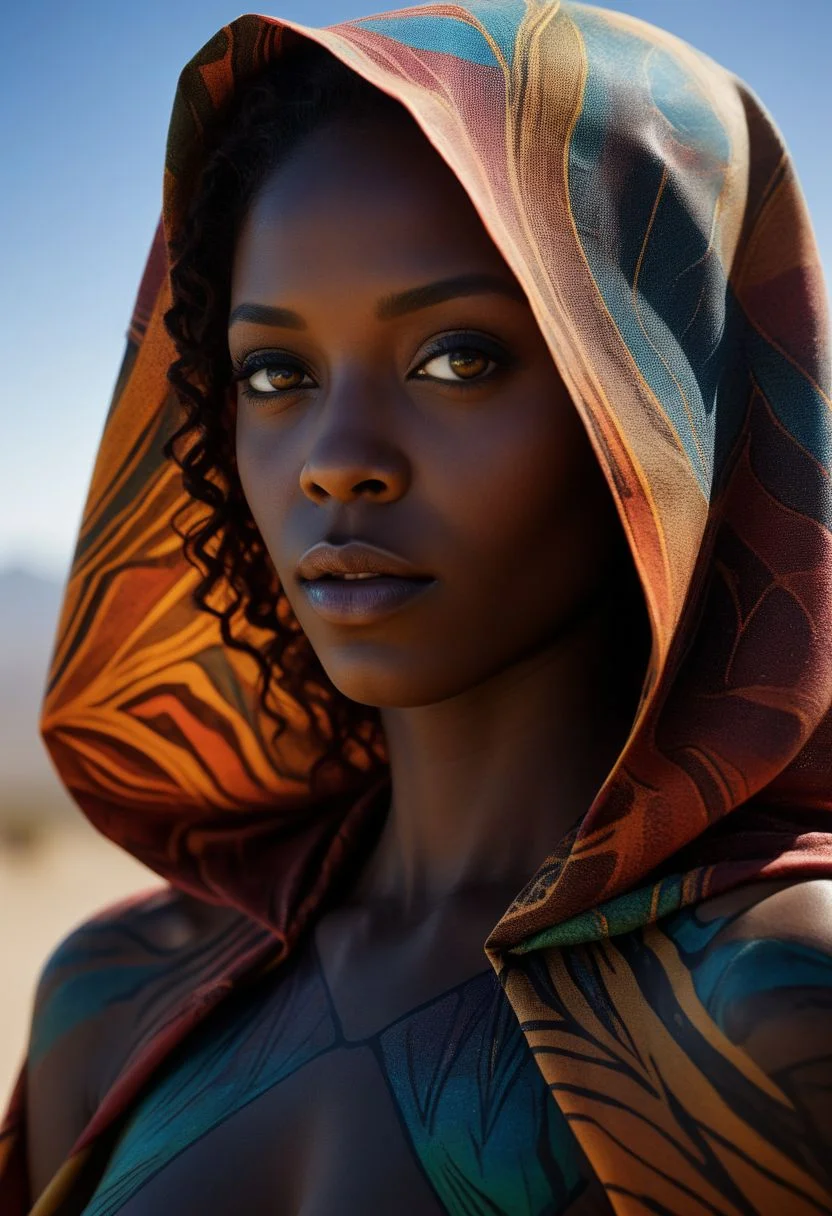 Very close-up mysterious silhouette of a coloured exotic woman with cape, african safari desert, goddess, alluring, by Minjae Lee, Carne Griffiths, Emily Kell, Steve McCurry, Geoffroy Thoorens, Aaron Horkey, Jordan Grimmer, Greg Rutkowski, amazing depth, double exposure, surreal, geometric patterns, intricately detailed, bokeh, perfect balanced, deep fine borders, artistic photorealism , smooth, great masterwork by head of prompt engineering <lora:add-detail-xl:2> <lora:Double_Exposure:0.5>
Close-up