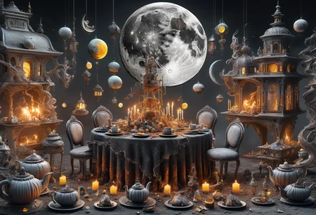 hyper detailed masterpiece, dynamic realistic digital art, awesome quality,carcinogenic moon,celebrations residence,dark gray expanse dispersion (chromatic aberration),chronostasis, Moonless,dreamy,foul,vaporizing,contaminated,liquefy,arson,DonMT34P4rtyXL <lora:DonMT34P4rtyXL-v1.1-000008:0.8>