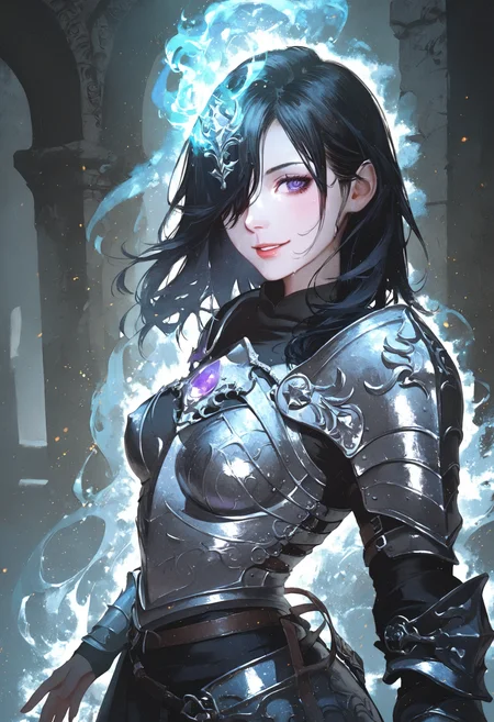 score_9, score_8_up, score_7_up, closeup, from above,
<lora:PonySoulKnight:0.8>, Soul Knight, fantasy knight, fantasy temple in background, magic particles,
black haired girl, skimpy dress, pale skin, purple eyes, hair over one eye, medium hair, medium breasts, dripping wet, dramatic light,
cute thighhighs, temple background, naughty smile, looking at the viewer, arched back, magic around body,
<lora:Deep_Ink_Enhanced:0.8>, <lora:Expressive_H:0.3>, <lora:LLDN:0.6>, LLDN, watercolor,