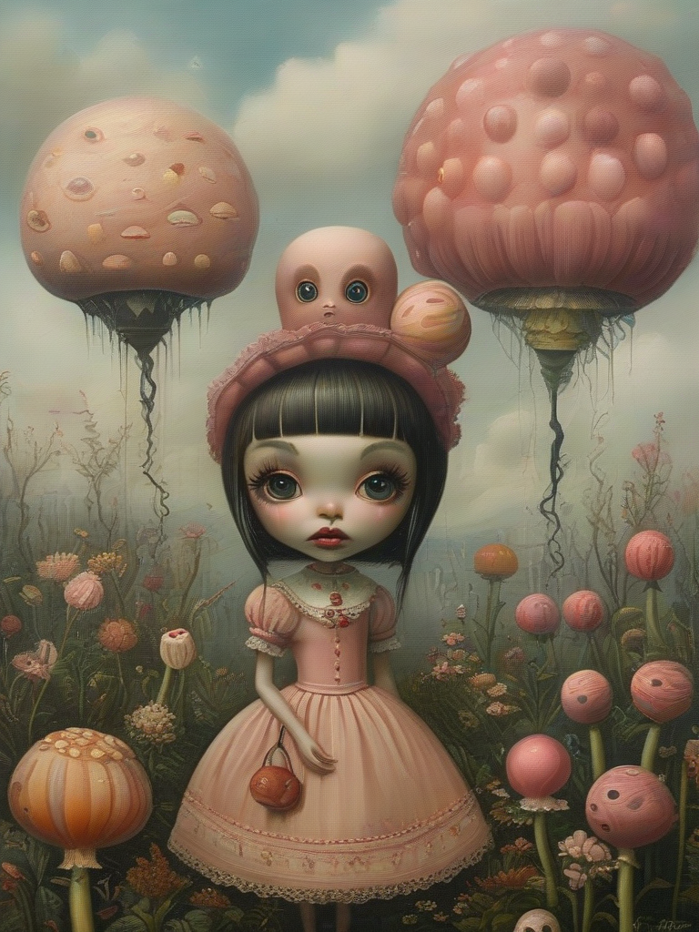 masterpiece,best quality,popsurrealism art,masterpiece,by Mark Ryden,digital painting,<lora:tbh76-sdxl:1>,