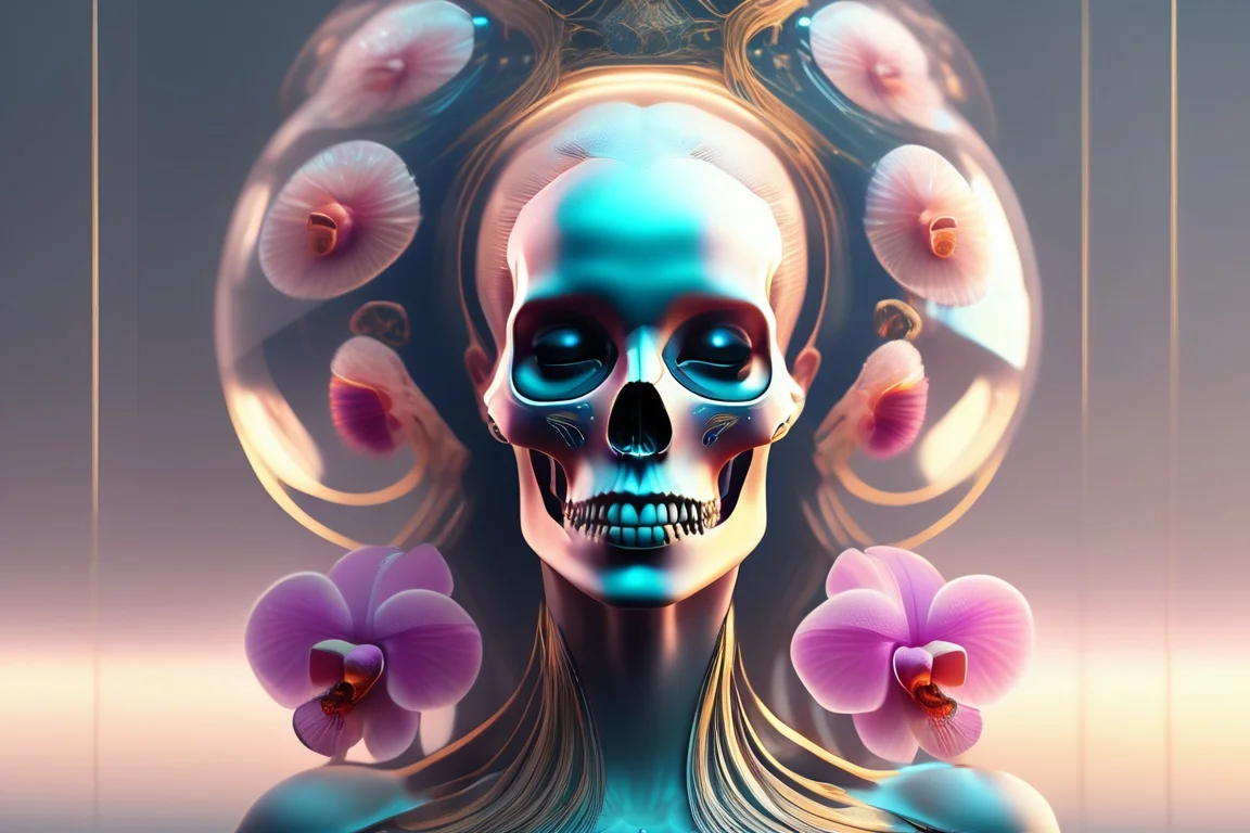 photo of a beautiful woman, Goddess portrait skull, ram skull, jellyfish, orchid, betta fish, bioluminescent, intricate artwork by tooth wu and wlop and beeple. octane render, trending on artstation, very coherent symmetrical artwork. cinematic, hyper realism, high detail, octane render, 8k <lora:Lexica_XL_V1:1> Lexica art style