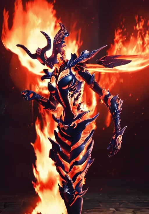 1girl, sfw, <lora:flame_atronach:0.8>, flame_atronach, 1girl, solo, narrow-hipped body, (masterpiece, best quality, absurdres, detailed, ultra-detailed:1.3), alluring, (trending on CGSociety, trending on pixiv, contest winner:1.3)