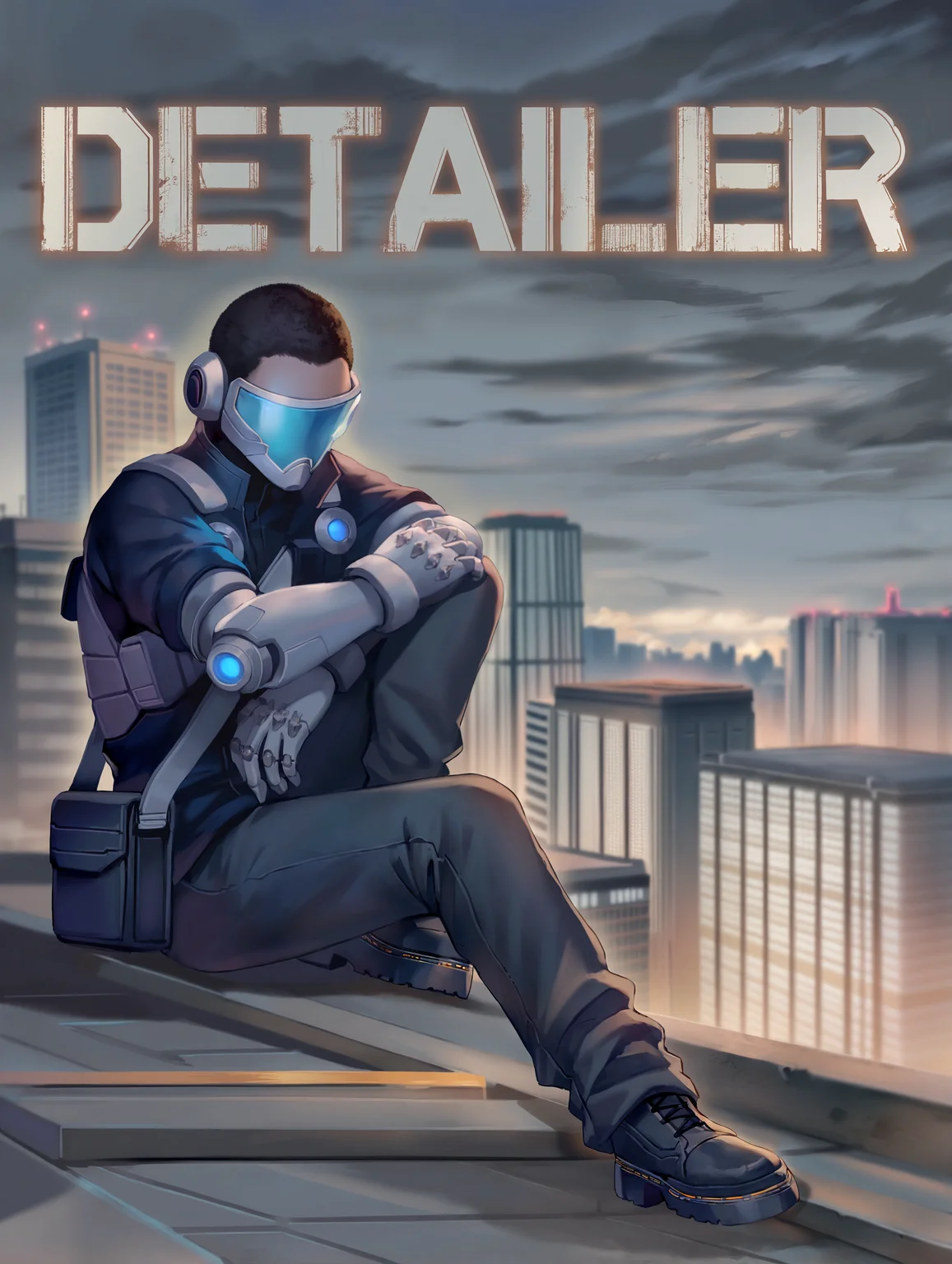 movie poster,1boy, cityscape, skyscraper, sitting on roof, rooftop, mechanical arms, very short hair, black hair, short sleeves, assault visor, boots, pants, cyberpunk, neon, glowing, messenger bag, cinematic,
(yoshimoto \(dear life\):0.8), (nyamaso:1.1), (eversoul:0.9), achyue,(dishwasher1910:0.9), momoko \momopoco\,(nardack:1.2), (torino aqua:0.4),
masterpiece,best quality,amazing quality,very aesthetic,absurdres,newest, very awa, crisp, sharp,
<lora:NOOB_EPSv1_1_detailer_by_vlnvk_v1_0:1>
